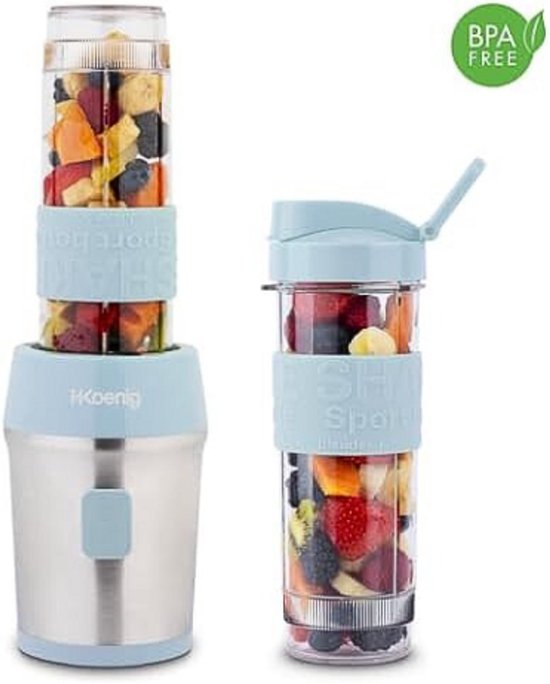 N.lux - Compact blender / Inclusief 2 bekers / Smoothie / Mini blender / Blauw / Kantoor van N.lux