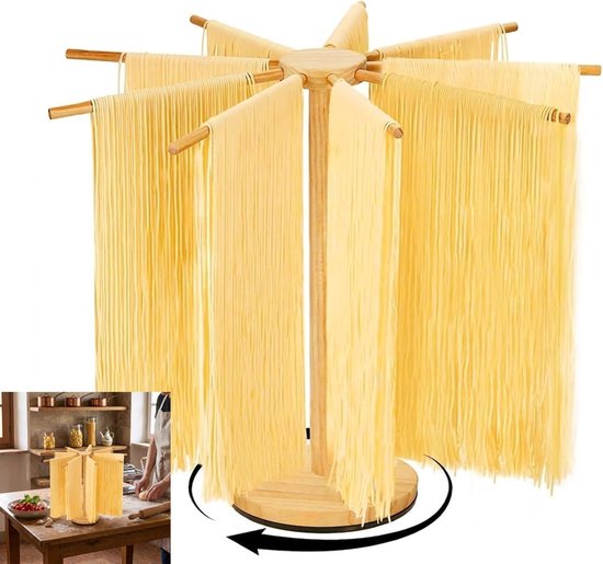 Noedeldroger, draaibare pastadroger, pastadroogrek, met 9 afneembare stanggrepen, voor Italiaanse pasta, Chinese - ShopVlot