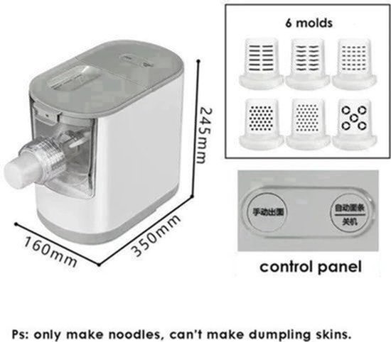 Noedelmachine – Pastamachine – Noodle Maker – Pasta Maker – Dumpling Machine – Elektrisch 260W – 13 Mallen Inclusief