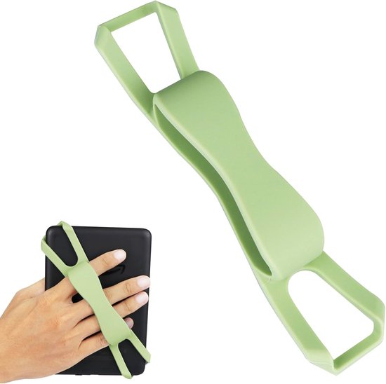 Non-slip Siliconen Polsband voor Universele Vinger Grip Houder voor 6 tot 7 inch E-readers zoals Kindle, Kobo en Sony (Groen, Nieuwe Versie)