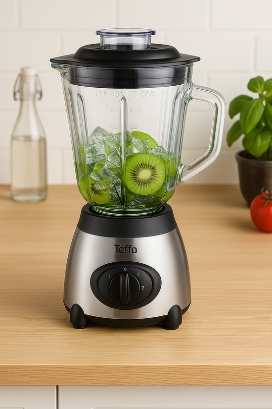 Nordeliv Teffo Blender – Krachtig & Veelzijdig – Met IJscrusherfunctie – RVS Design – 1,5L van Nordeliv