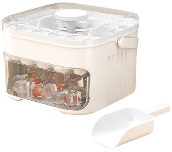 NordHaus IJsblokjesmaker - IJsblokjesdoos - IJsopslagbox - 50 IJsblokjes met Drukdeksel - Wit 15 x 15 x 9,5 cm