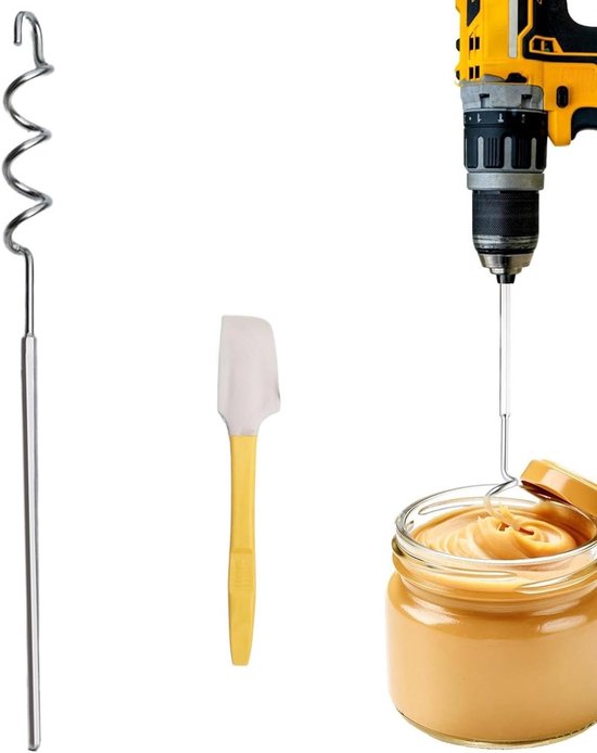 Notenbotermixer - Keukenmixer Roerstaaf - Smeersels Mengen - Roestvrij Staal - 40 cm - Zilver