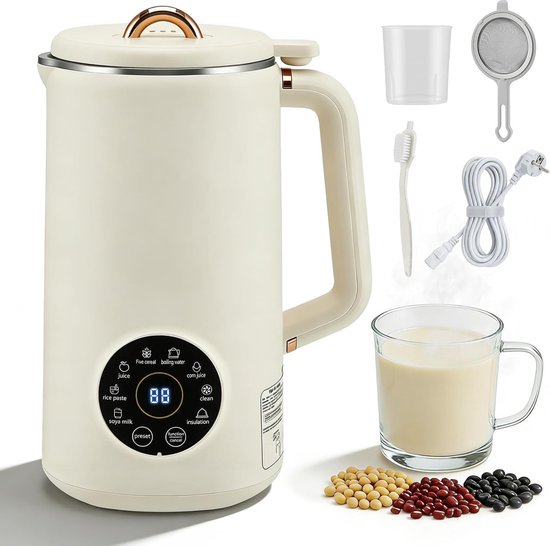 Notenmelkmachine 1000 ml - 8 in 1 multifunctioneel - automatische warmhoudfunctie - ShopVlot