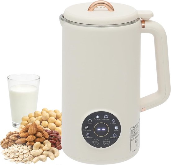 Notenmelkmachine, 1000 ml, sojamelkmachine met 12-uurs timer en 12 uur warmhoudtijd, 10 messen, automatische plantenmelkmaker en milkshakemachine, voor 3-5 personen van Merkloos