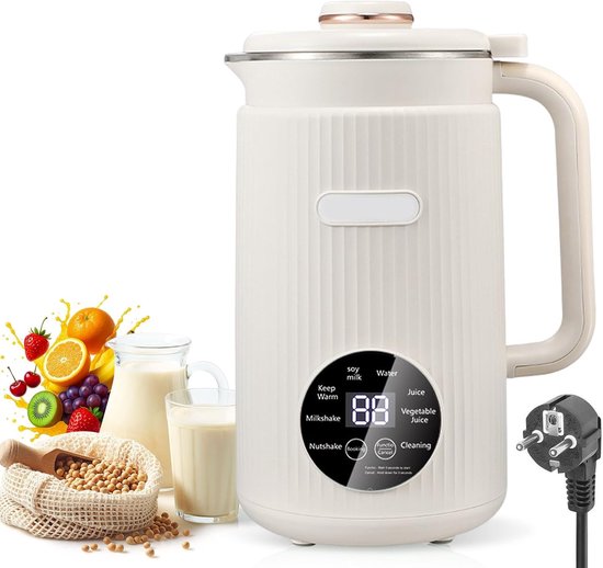 Notenmelkmachine - Wit - 1200 ml - Automatische Plantenmelkmaker met Zelfreiniging - Voor Gezonde Dranken