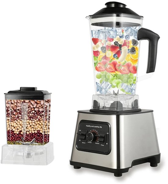 Novendo Goods – 2,5L 2-in-1 Elektrische Blender – 6000W Krachtige Smoothie Maker met 4 RVS Blades – IJscrusher, Keukenmixer & Sapmachine in Één van Novendo