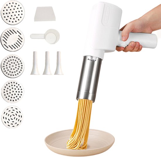 Novendo Goods – Draadloze PastaPower 5-in-1 elektrische noedelmaker - Met oplaadbare deegpers voor snel & moeiteloos verse pasta - Te gebruiken voor thuis en restaurants van Merkloos