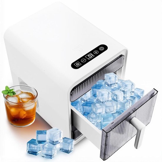 Nugget IJsblokjesmachine - Draagbare IJs Maker - Drankjes Koelen - Zelfreinigend Systeem - 15 kg/24 uur - Zilver