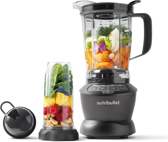 Nutribullet Blender Combo, Electric Blender, Multifunctional Chopper, Professional, 1200 Watt Power, 1.9 Litre Jug, 945 ml Glasses, 710 ml, Black, NBF500MB van Nutribullet