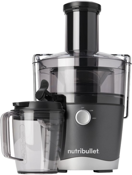 Nutribullet Juicer - 800 ml - 800 Watt - Brede invoertrechter - Handige Sapkan, Schoonmaakborstel en Stamper - Grijs van Nutribullet