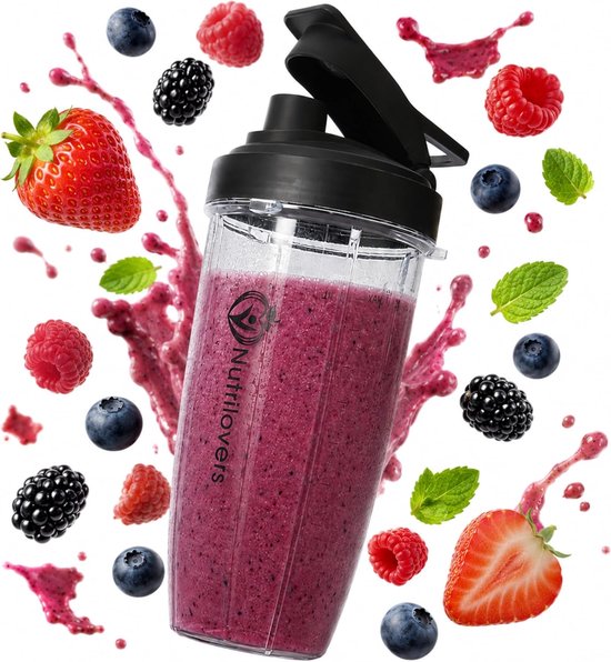 Nutrilovers® NUTRI-BLENDER Smoothiemaker MIXBEKER 800ML to-go fles incl. deksel - ShopVlot van Nutrilovers