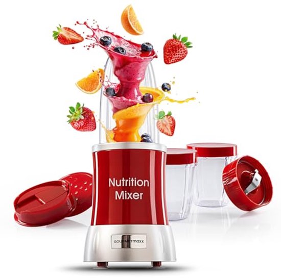 Nutrition Blender XXL Set voor Smoothies en Shakes | 11-delige Keukenmachine met Praktische To-Go Deksels van Merkloos