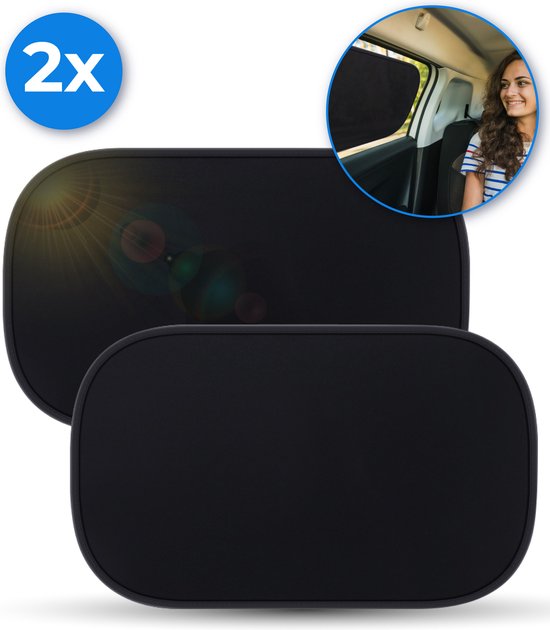 Nuvance - Zonnescherm Auto Baby - 2 Stuks - met UV Protectie voor Baby en Kind - Zonwering Zijruiten - Zelfklevend - One Size - Zwart van Nuvance