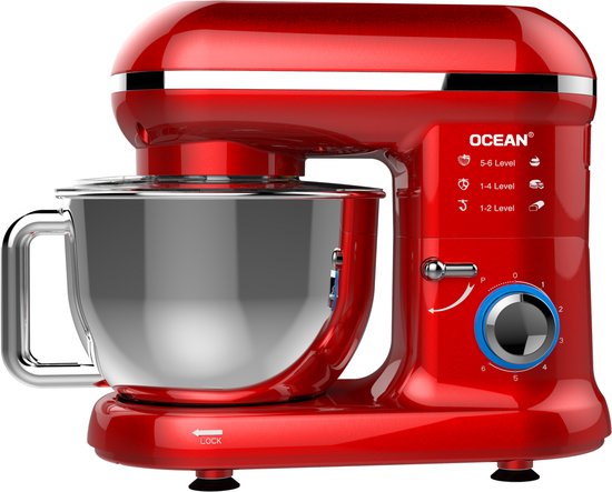OCEAN® OCSM5511R - Keukenmachine - 5,5L - 6 Snelheden + Pulse - 1100W van OCEAN