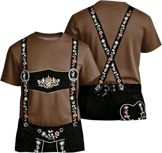 Oktoberfest T-shirt voor mannen, 3D-print, korte mouwen, grappig
