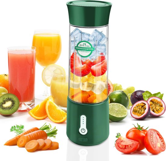 OKWISH Smoothie Makers - Mini Blender - 500ml - Draagbare Blender - USB Oplaadbaar - Olijfgroen van Merkloos
