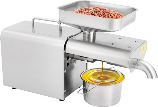 Olie Pers Machine - Zaden Pers - Zelf Olie Maken - Warm en Koud Persen - 46x16x28.3 cm - Zilver