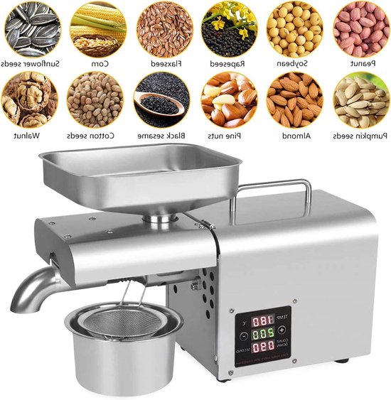 Oliepers Machine - Olie Extractie - Zelf Olie Maken - Automatische Verwarming - 610W - Roestvrij Staal