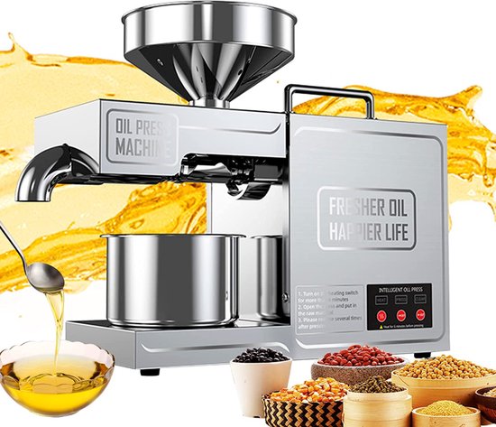 Oliepers - Rvs - 820W Elektrische Keuken Olie Maker - Koud Hot Press - Automatische Organische Olie Extractor - Intelligente Temperatuurregeling - Zaadoliemolen - Hoge Olieopbrengst voor Commercieel Thuisgebruik van Merkloos