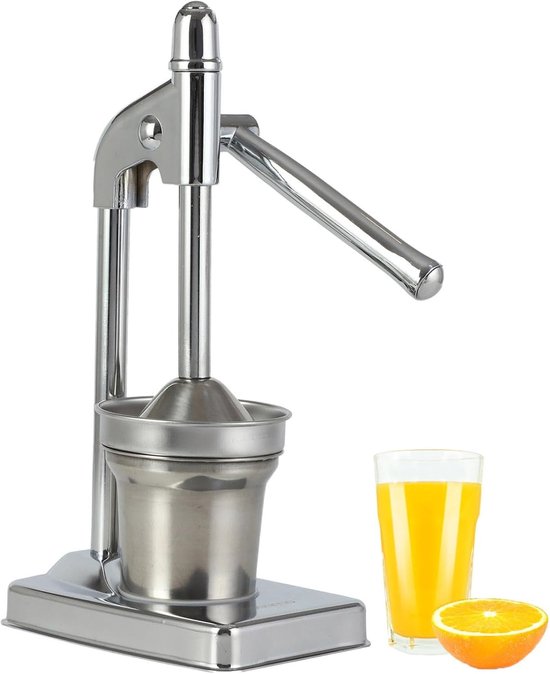 OLOEY Gietijzer handmatige juicer - roestvrij staal efficiënte handmatige fruit perser - robuust en duurzaam - handmatig geperst vers citroensap - sinaasappelsap - huishoudelijke keuken handmatige persen gereedschap - zilver van Merkloos