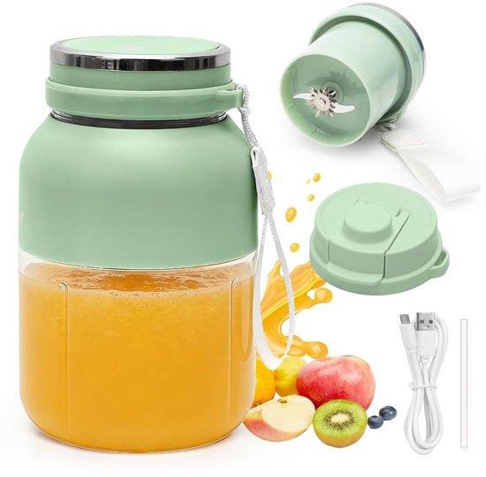 Omgoods - Draadloze Blender 1300ml voor Smoothies en Sappen