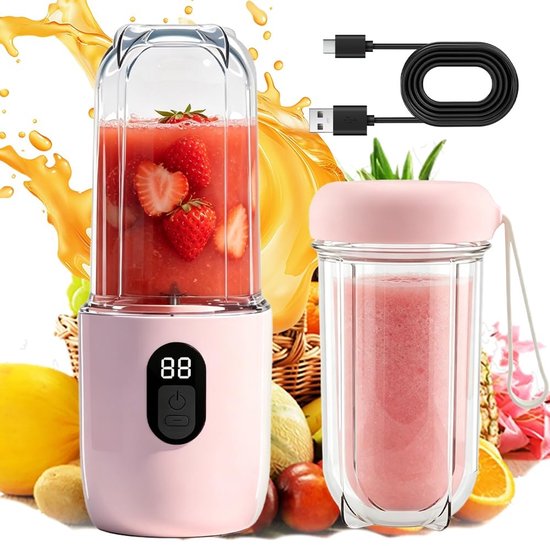 Omgoods - Draagbare Blender 500ml met USB Oplaadfunctie en Vervangbeker