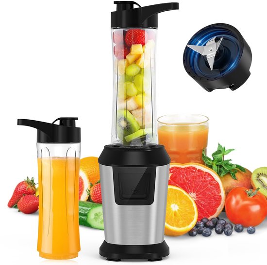 Omgoods - Draagbare Mini Blender met 2 Smoothie Flessen en 500W Motor