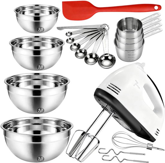 Omgoods - Elektrische Handmixer met 7 Snelheden en Mengkommen