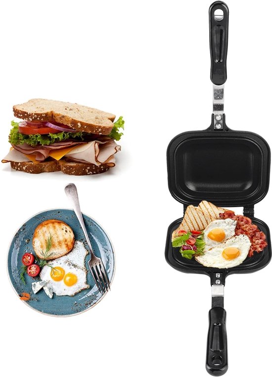 Omgoods - Multifunctionele Dubbelzijdige Sandwich Maker - Non-stick Bakpan