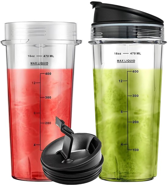 Omgoods - Set van 2 Vervangbekers met Deksel voor Blender