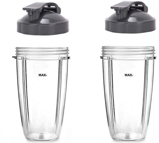 Omgoods - Set van 2 Vervangbekers met Flip Top Deksel voor Blender