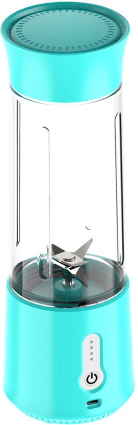 Oneay Draagbare Blender met USB-oplaadfunctie – Compacte Smoothiemaker met 500 ml Glazen Beker – 304 RVS Messen – Ideaal voor Shakes en Smoothies (Blauw) van Merkloos