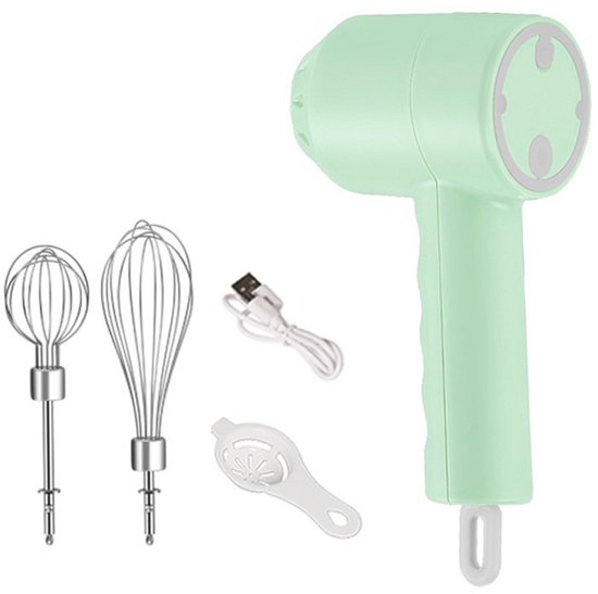 Oneay Draagbare, draadloze elektrische handmixer met 3 instelbare snelheden, lichtgewicht en oplaadbaar via USB,Groen
