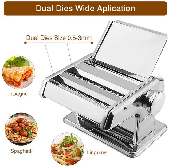 ONF3 - Ejoyous pastamachine - Handmatig - 3-in-1 - Spaghetti, tagliatelle, fettuccine - Duurzaam en gebruiksvriendelijk - Keukenaccessoire