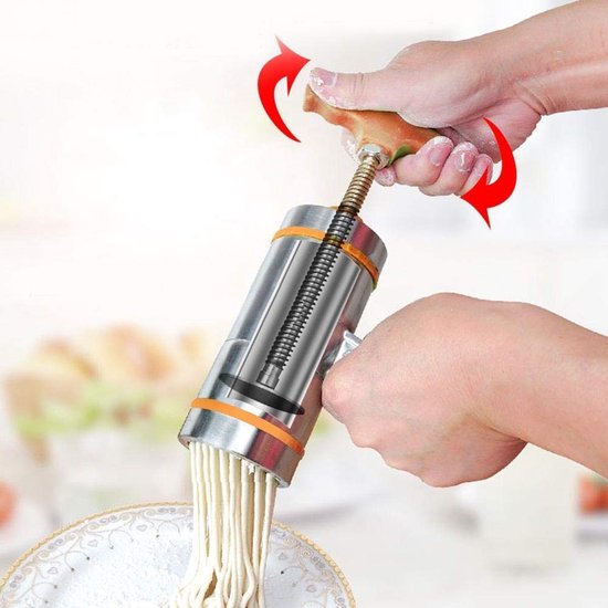 ONF3 - Pasta Maker - Handmatige Noedel Machine - Eenvoudig in gebruik - Oranje - Roestvrij staal - Gezond en veilig - Geschikt voor thuisgebruik...