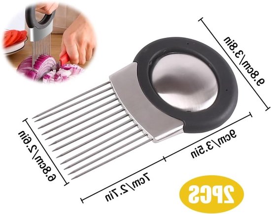 Onion Cutter Set met 2 Uienhouders en RVS Uien Snijder voor Uien en Tomaten, Keukenaccessoires