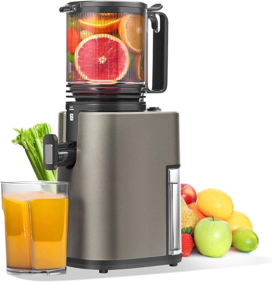 Ontsapper - Sapcentrifuge Voor Sappen En Groenten - Opening 14 Cm En Inhoud 2 L - Cold Press Slow Juicer - Snel Te Monteren En Schoon Te Maken - Ondoorzichtig Grijs van Merkloos
