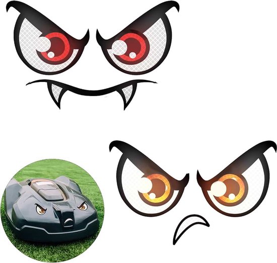 Oogstickers voor robotmaaier, 2 stuks, reflecterende oogstickers voor robot, waterdichte sticker, stofzuiger, robot, zelfklevend, decoratie voor robotmaaier
