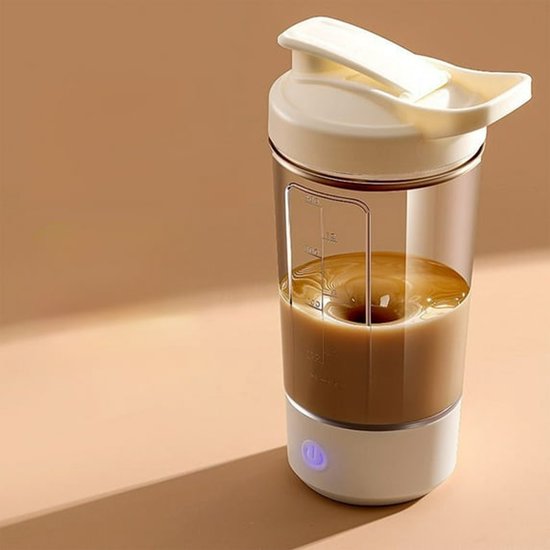 Oplaadbare blenderbeker, draagbare automatische blenderbeker van 400 ml met maatverdeling, perfect voor het maken van smoothies, sojamelk, koffie en ijs. Oplaadbaar via USB, lekvrij ontwerp, geschikt voor op reis of op kantoor. van Merkloos