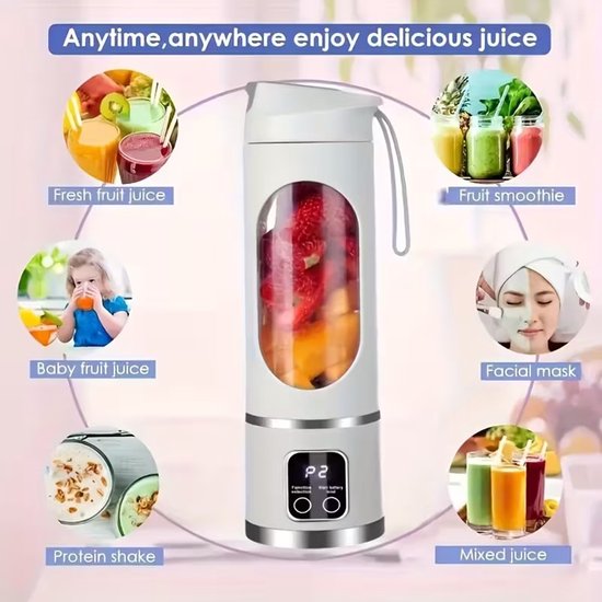 Oplaadbare Draagbare Snoeier en Handheld - Makkelijk Schoon te Maken, Perfect voor Smoothies, Milkshakes & Verse Fruitdranken van Merkloos