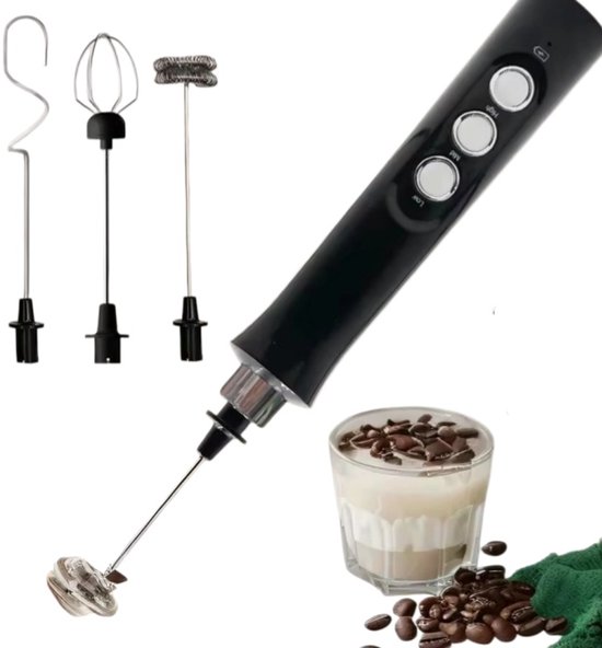 Oplaadbare Elektrische Melkschuimer/Mixer – 3 Snelheidsstanden, Draagbare Melkschuimer Voor Lattes, Cappuccino'S En Warme Chocolademelk – Oplaadbaar Via Usb. van Merkloos