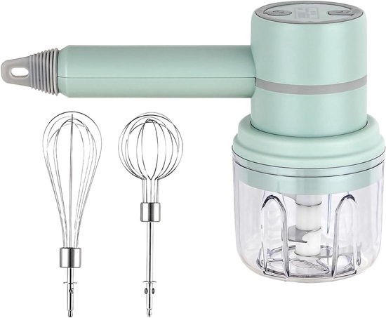Oplaadbare Handmixer - Keukenapparaat - Eieren Kloppen - 2-in-1 Functie - 25 cm - Groen van Merkloos