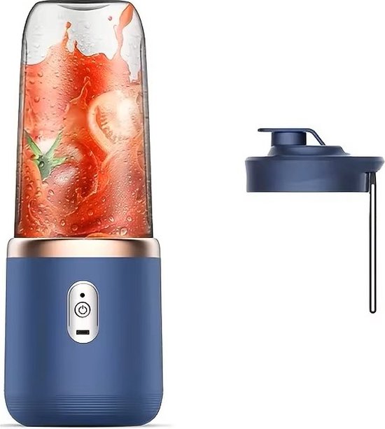 Oplaadbare On-the Go Blender met 1Cup - Krachtige Multifunctionele Blender - Perfect voor Smoothies, Shakes, Fruit en Groentesappen - Inhoud Cup: 400ml - Kleur: Blauw - van Blendinero