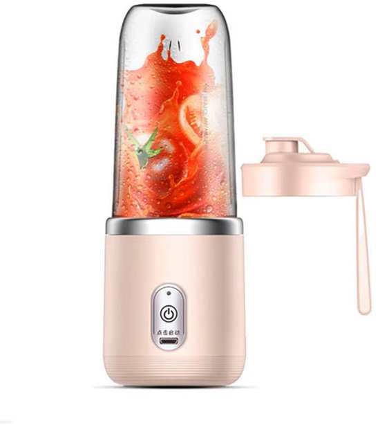 Oplaadbare On-the Go Blender met 1Cup - Krachtige Multifunctionele Blender - Perfect voor Smoothies, Shakes, Fruit en Groentesappen - Inhoud Cup: 400ml - Kleur: Roze van Egoo