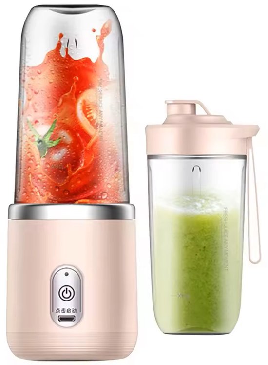 Oplaadbare On-the Go Blender met 2Cups - Krachtige Multifunctionele Blender - Perfect voor Smoothies, Shakes, Fruit en Groentesappen - Inhoud 2Cups: 400ml - Kleur: Roze van Blendy.