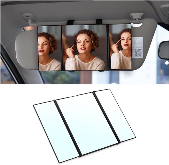 Opvouwbare Make-up Spiegel met Drie Spiegels voor Auto, Truck en SUV - Draagbare Cosmetische Spiegel voor Eenvoudig Gebruik onderweg van Merkloos