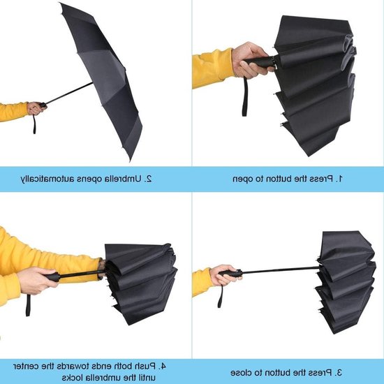 Opvouwbare Reisparaplu - Compacte en Winddichte Paraplu met Automatische Open- en Sluitfunctie voor Mannen en Vrouwen, Ideaal voor Reizen en Dagelijks Gebruik van Merkloos