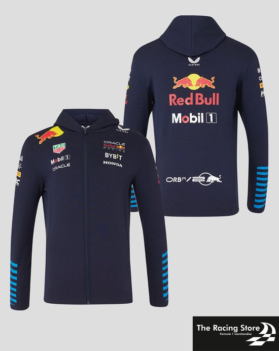 Oracle Red Bull Racing Teamline Hoody met Rits 2024 XL - Max Verstappen - Sergio Perez van Oracle Red Bull Racing