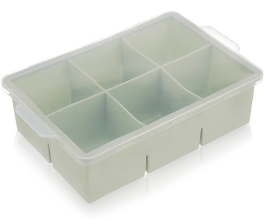 Orion - XXL IJsblokjesvorm - Groen Silicone - Met Deksel van Merkloos